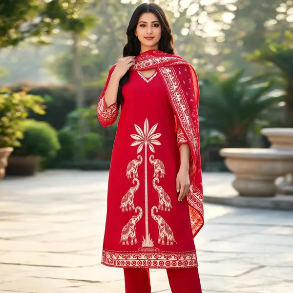 Red_Rayon_Printed_Straight_Kurta_Pant_Dupatta_Set_For_Women