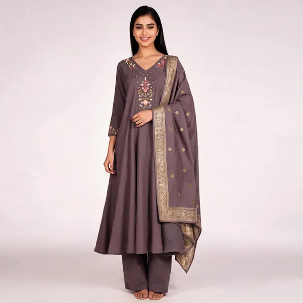 Mauve_Linen_Flared_Embroidered_Anarkali_Suit_Set_For_Women