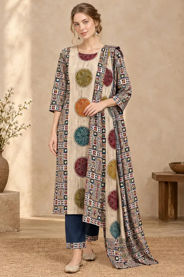 Beige_Silk_Printed_Straight_Kurta_Set_For_Women