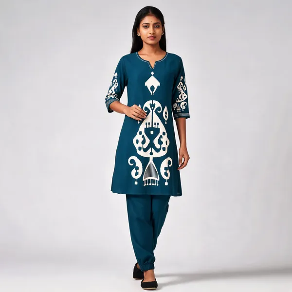 Teal_Rayon_Printed_Straight_Kurta_Set_For_Women