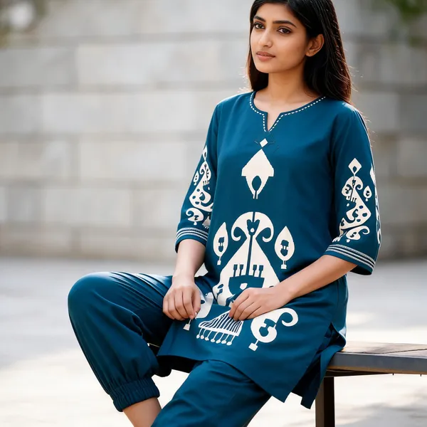 Teal_Rayon_Printed_Straight_Kurta_Set_For_Women