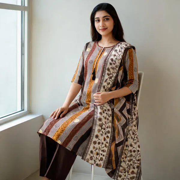 Multicolor_Silk_Printed_Straight_Kurta_Set_For_Women