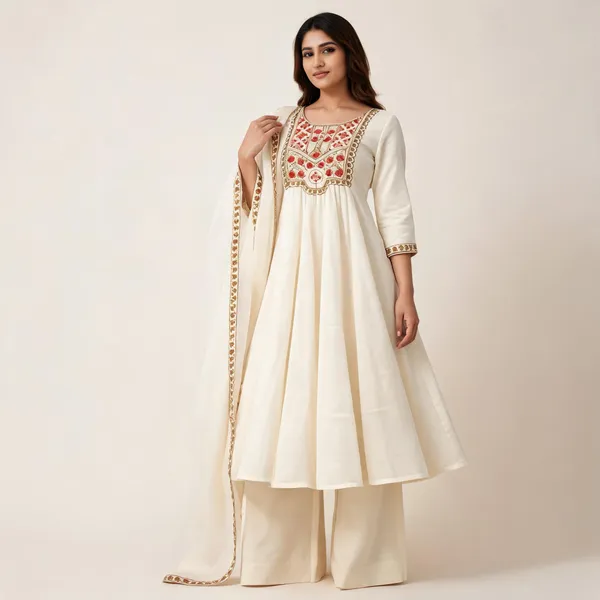 Cream_Zam_Cotton_Flared_Embroidered_Anarkali_Suit_Set_For_Women