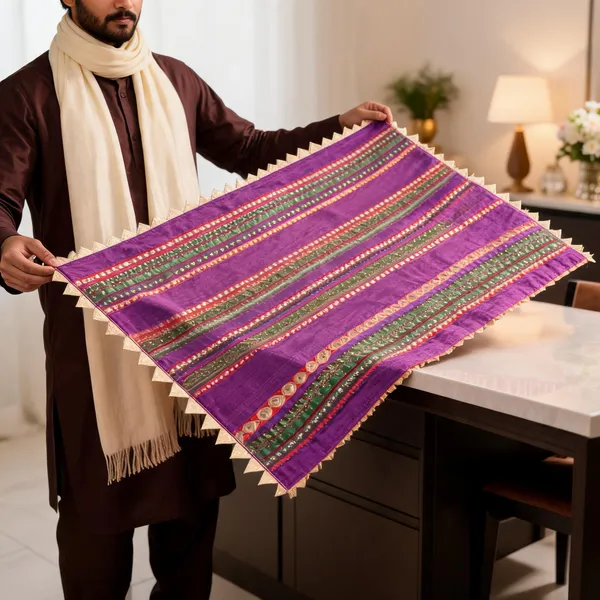 Cotton_Traditional_Multicolour_Striped_Embellished_Pooja_Table_Mat