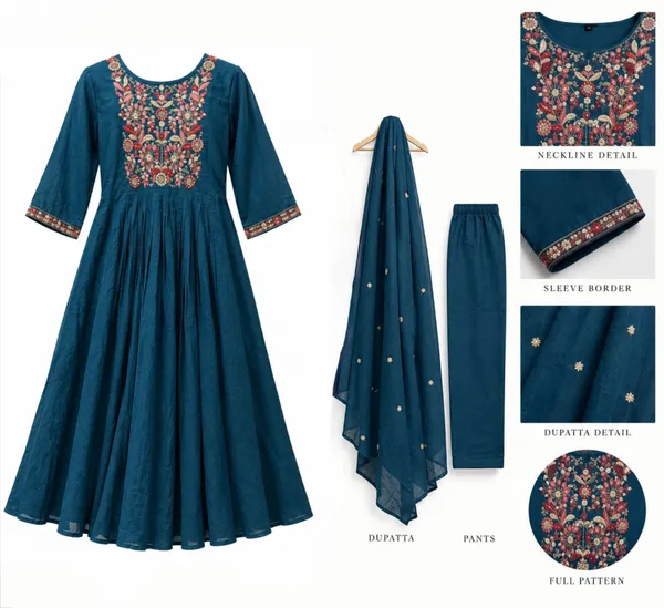 Blue_Embroidered_Anarkali_Suit_Set_for_Women