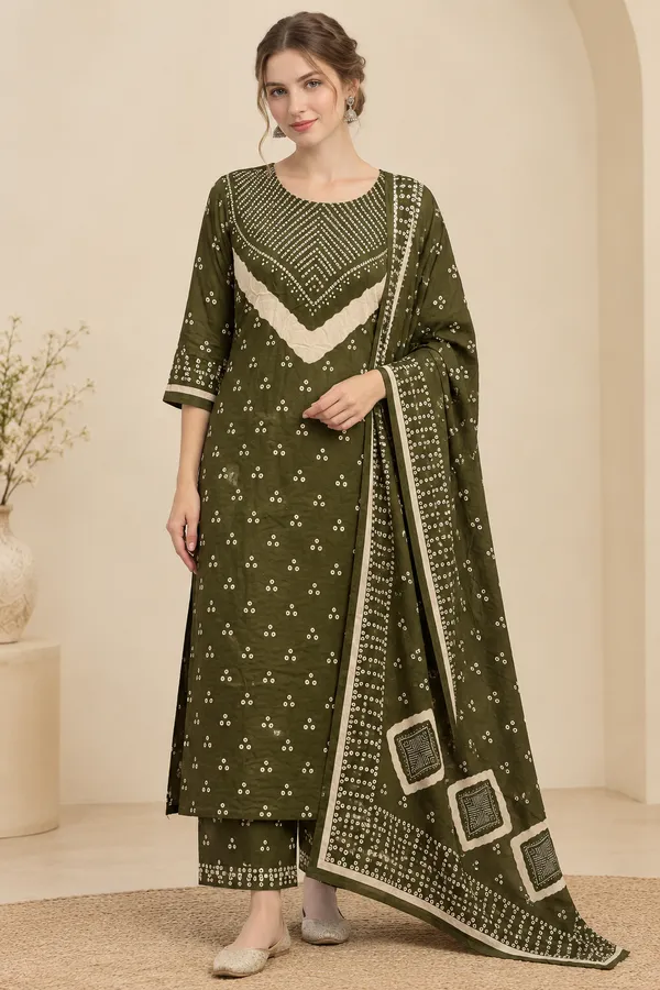 Olive_Printed_Kurta_Set_for_Women