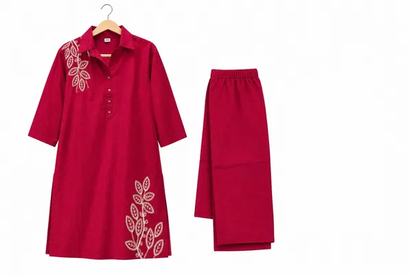 Red_Embroidered_Kurta_Pajama_Set_for_Women