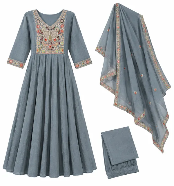 Grey_Embroidered_Anarkali_Suit_Set_for_Women