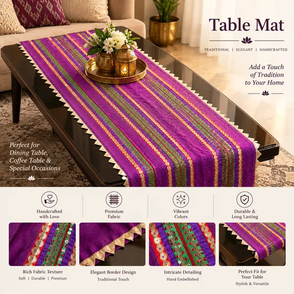 Fabric_Traditional_Purple_Striped_Table_Mat