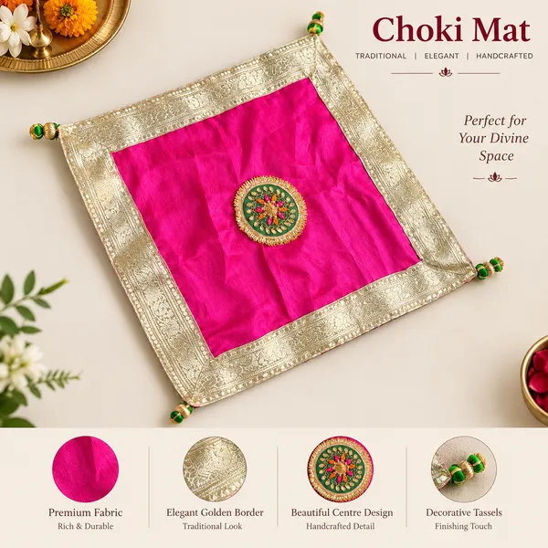 Wooden_Traditional_Floral_Choki_With_Pink_Fabric_Mat