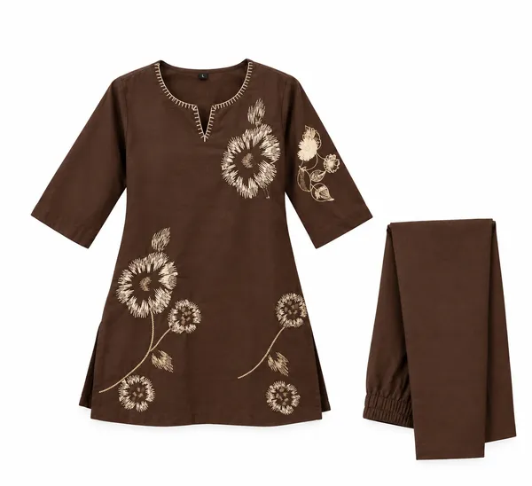 Brown_Floral_Embroidered_Kurta_Set_for_Women