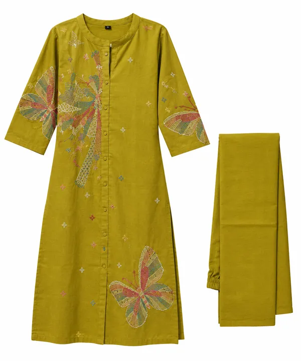 Mustard_Embroidered_Straight_Kurta_Set_for_Women