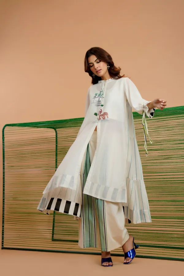 White_Mal_Cotton_Flared_Printed_Kurta_Set_For_Women