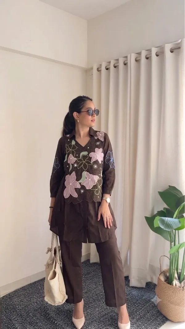 Brown_Floral_Embroidered_Two-Piece_Set_for_Women