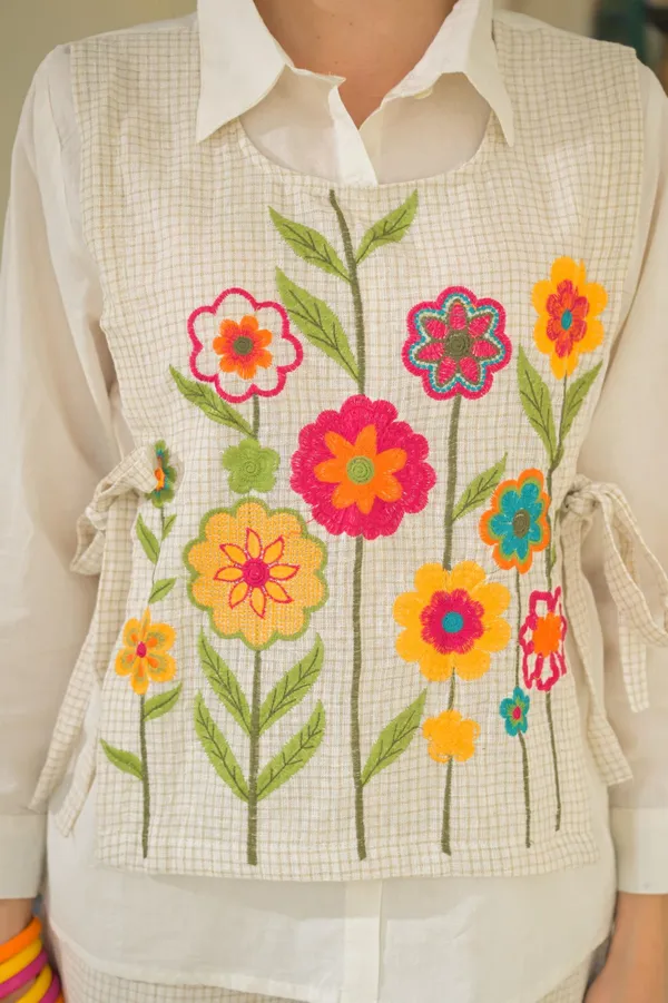 White_Floral_Embroidered_Shirt_And_Pants_Co-Ord_Set_for_Women