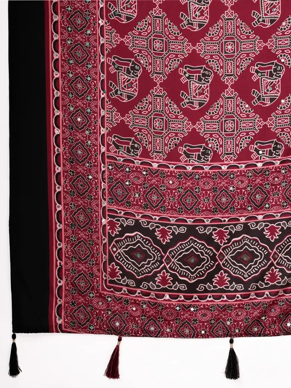 Maroon_Chinon_Printed_Ethnic_Saree_For_Women