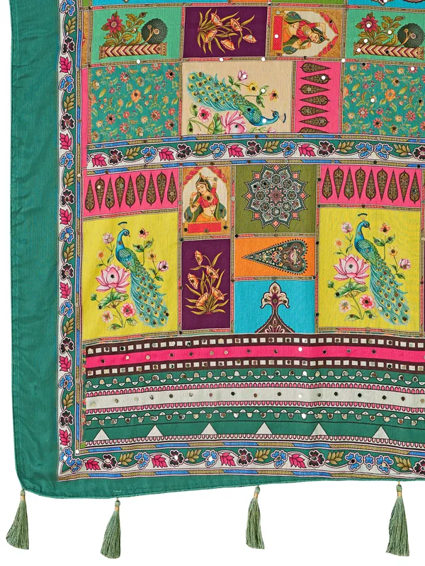 Green_Chinon_Paisley_Floral_Print_Saree_For_Women
