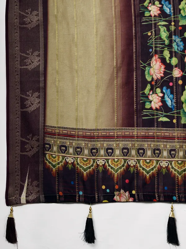 Black_Jacquard_Floral_Print_Saree_For_Women