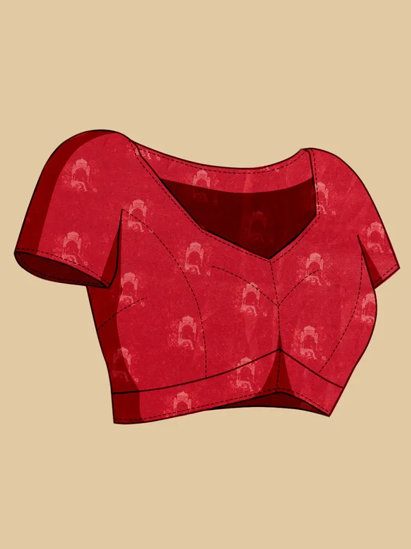 Red_Chinon_Geometric_Printed_Saree_For_Women