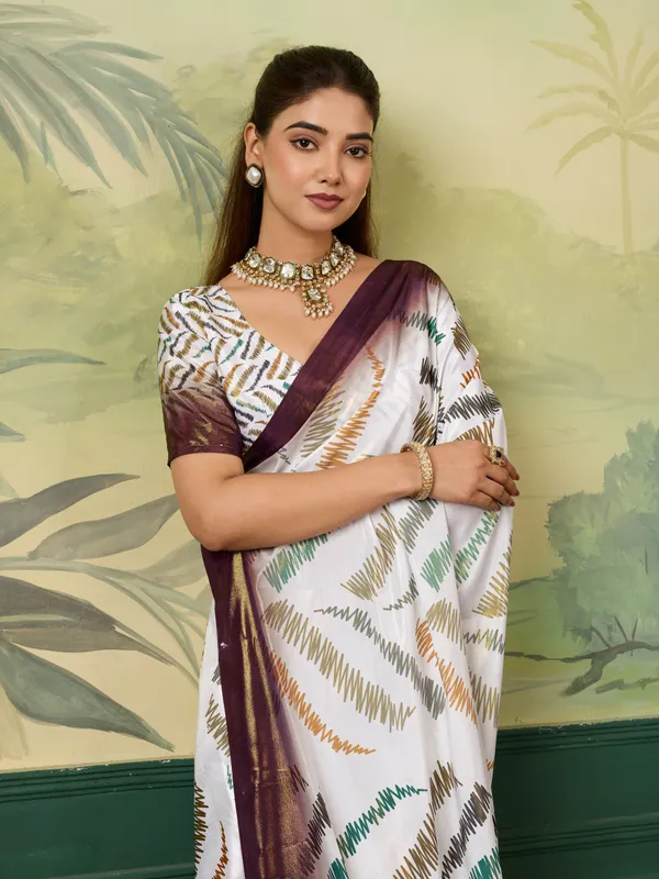 White_Crepe_Silk_Printed_Saree_For_Women