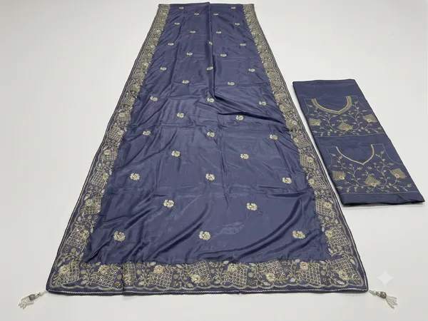 Navy_Blue_Chocolate_Silk_Embellished_Saree_With_Blouse_Piece_For_Women