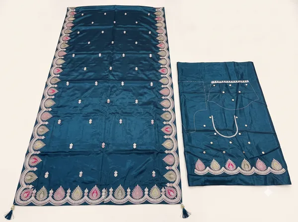 Blue_H.O_Silk_Embellished_Saree_With_Blouse_Piece_For_Women