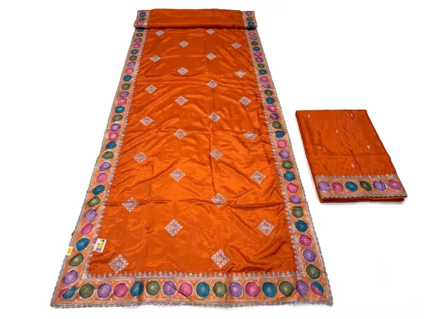Orange_Silk_Embellished_Saree_With_Blouse_Piece_For_Women