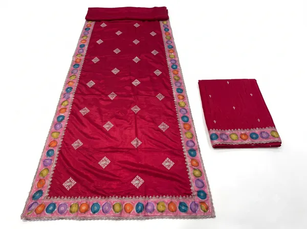Red_Silk_Embellished_Saree_With_Blouse_Piece_For_Women