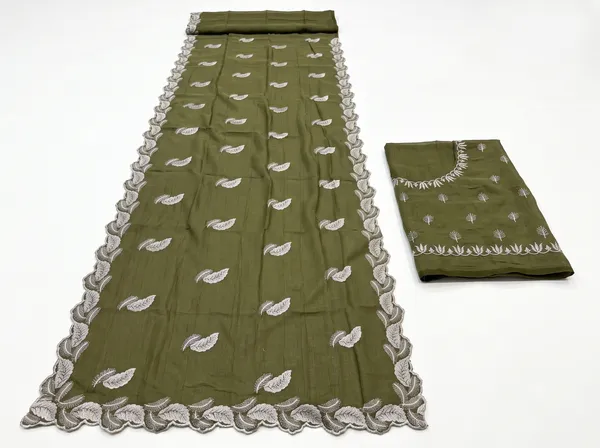 Olive_Green_Nc_Chiffon_Embroidered_Saree_With_Blouse_Piece_For_Women