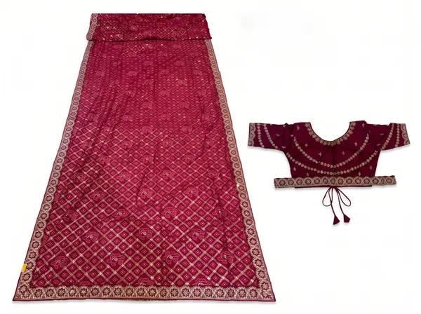 Maroon_Vichitra_Silk_Geometric_Saree_With_Blouse_Piece_For_Women