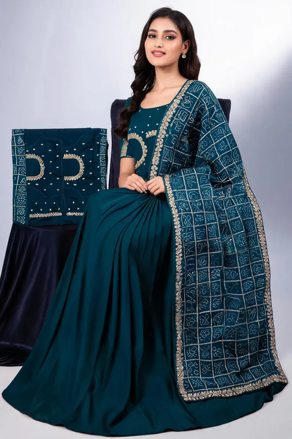 Teal_Vichitra_Silk_Printed_Saree_With_Blouse_Piece_For_Women