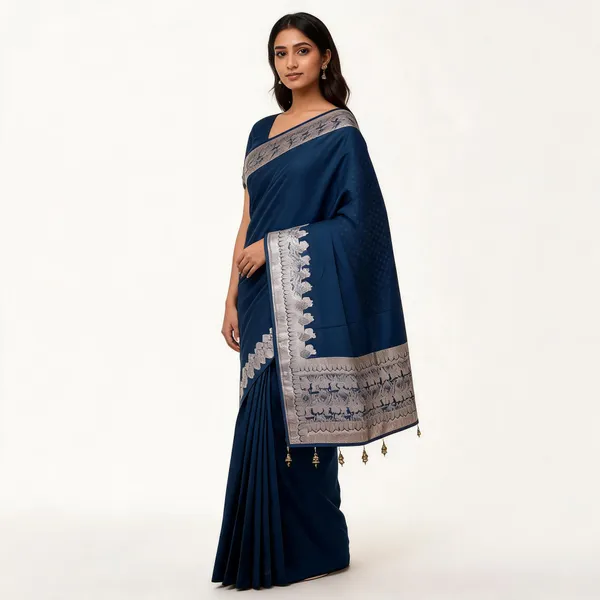 Blue_Royal_Silk_Woven_Saree_With_Blouse_Piece_For_Women
