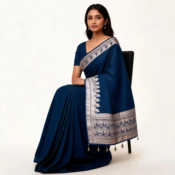 Blue_Royal_Silk_Woven_Saree_With_Blouse_Piece_For_Women