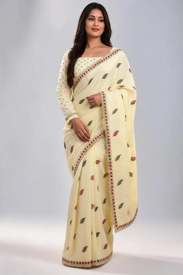 Cream_Wari_Chiffon_Embroidered_Saree_With_Blouse_Piece_For_Women