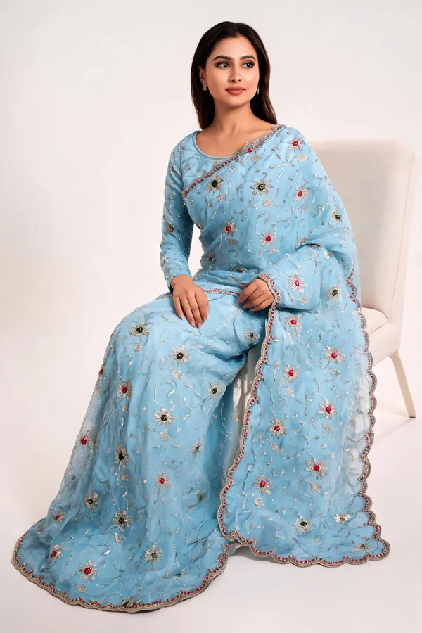Light_Blue_Crunchy_Chiffon_Floral_Embroidered_Saree_For_Women