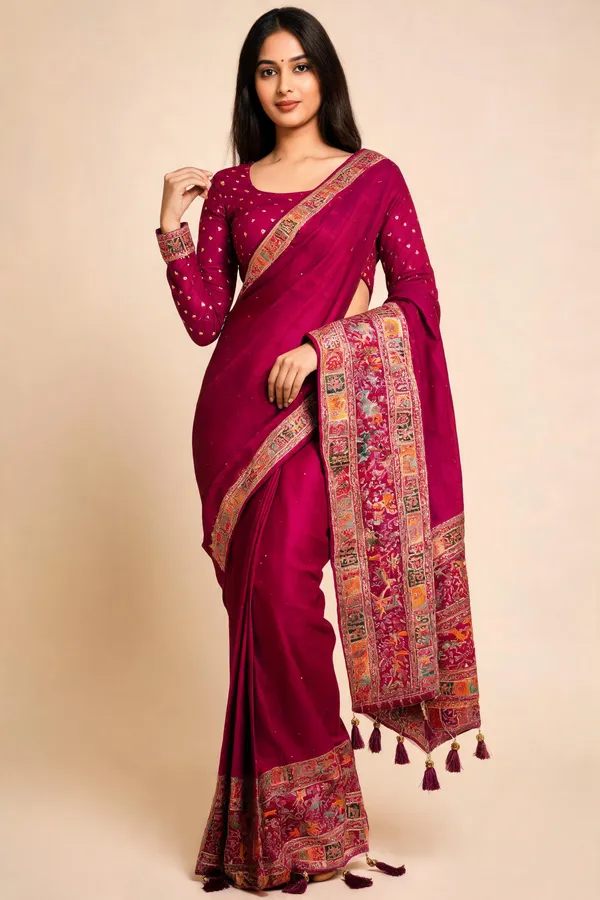 Magenta_Pashmina_Silk_Traditional_Print_Saree_With_Blouse_Piece_For_Women