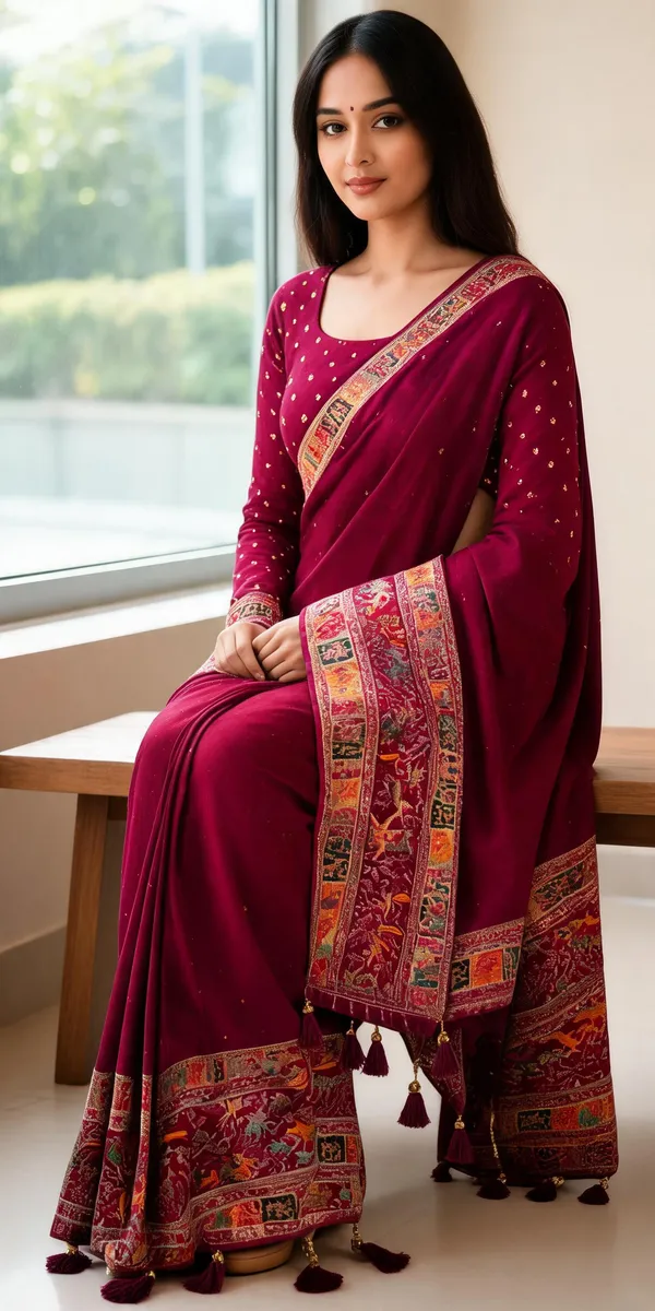 Magenta_Pashmina_Silk_Traditional_Print_Saree_With_Blouse_Piece_For_Women