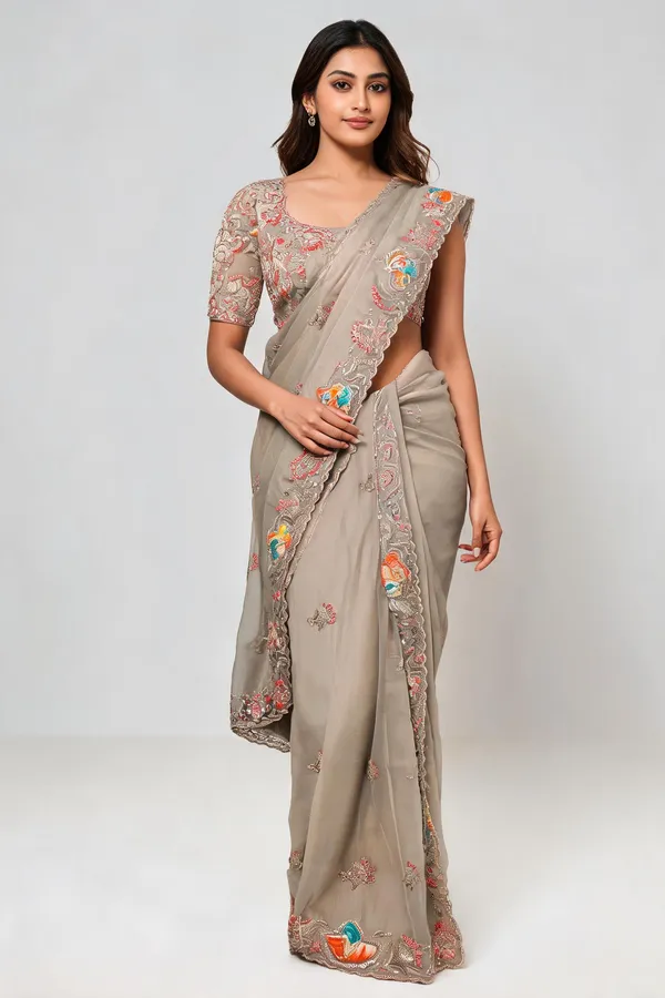 Beige_Crystal_Chiffon_Embroidered_Saree_With_Blouse_Piece_For_Women