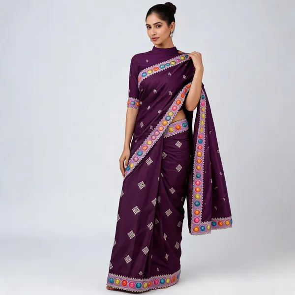 Purple_Silk_Diamond_Motif_Embellished_Saree_With_Blouse_Piece_For_Women