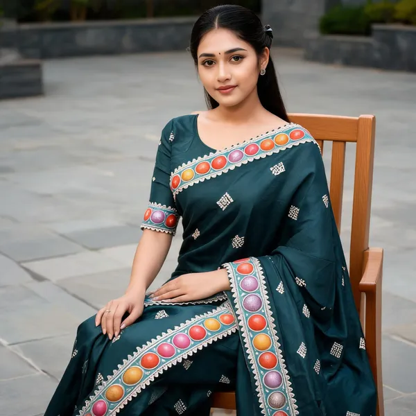 Teal_H.O_Silk_Printed_Ethnic_Saree_With_Blouse_Piece_For_Women