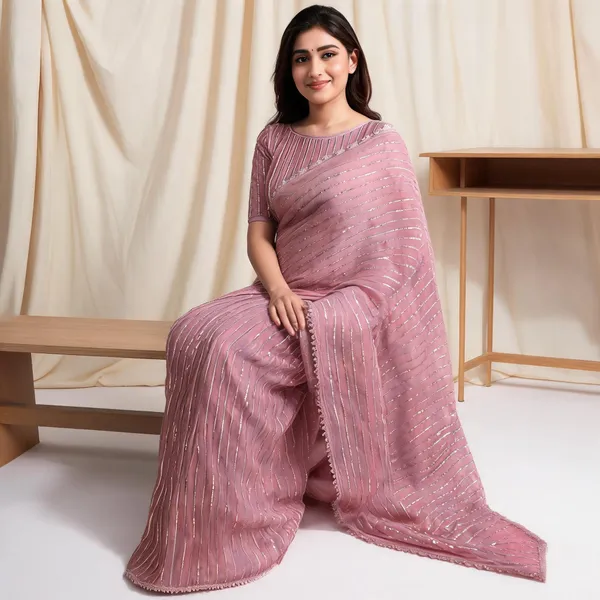 Pink_Frendy_Chiffon_Sequin_Embellished_Saree_With_Blouse_Piece_For_Women