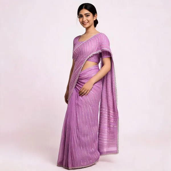 Pink_Chiffon_Embellished_Saree_With_Blouse_Piece_For_Women