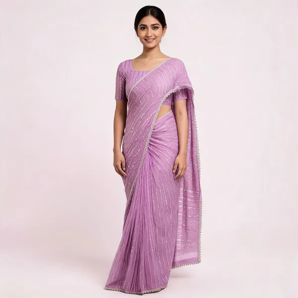 Pink_Chiffon_Embellished_Saree_With_Blouse_Piece_For_Women