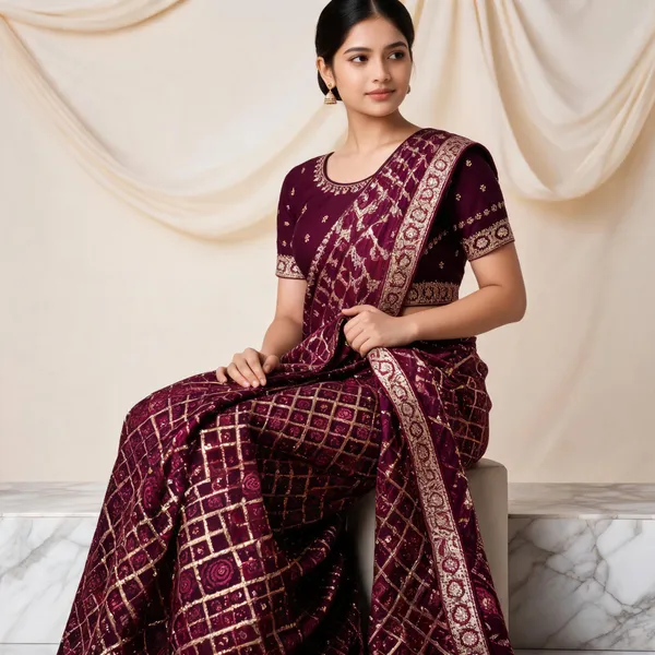 Maroon_Vichitra_Silk_Embroidered_Saree_With_Blouse_Piece_For_Women