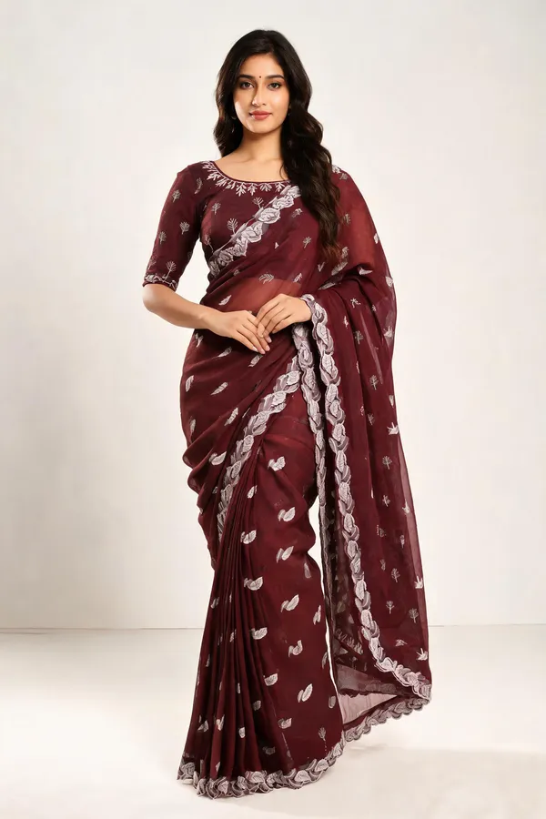 Maroon_N.C_Chiffon_Paisley_Print_Saree_With_Blouse_Piece_For_Women
