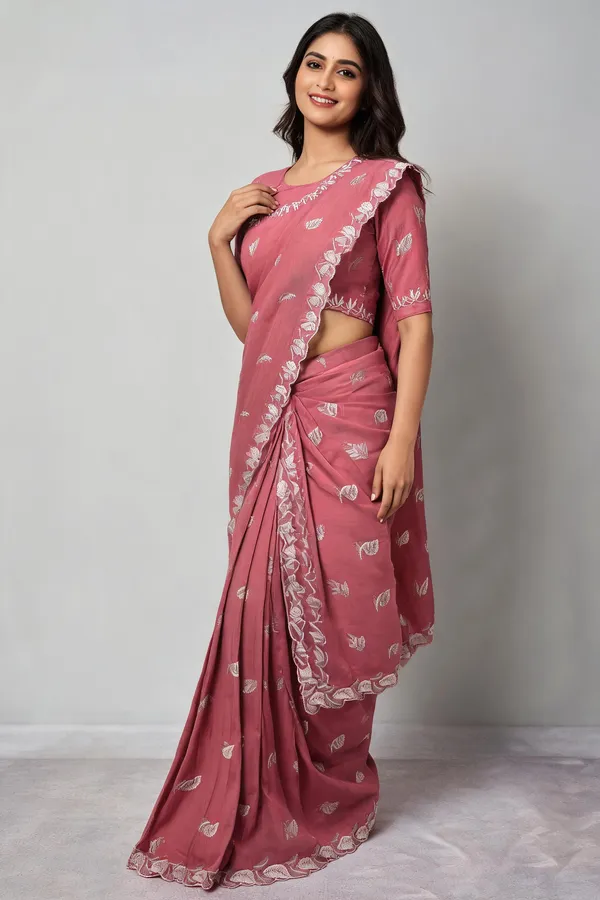 Pink_Chiffon_Paisley_Embroidered_Saree_With_Blouse_Piece_For_Women