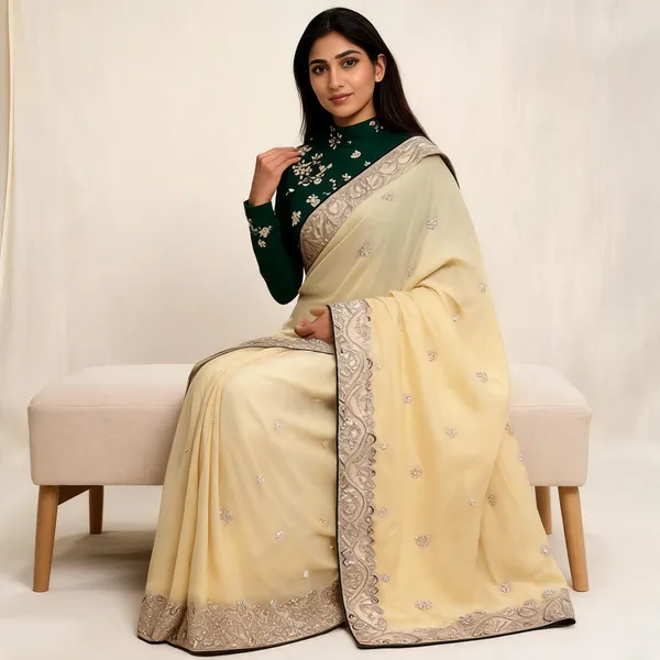 Cream_Crystal_Silk_Embellished_Saree_With_Blouse_Piece_For_Women