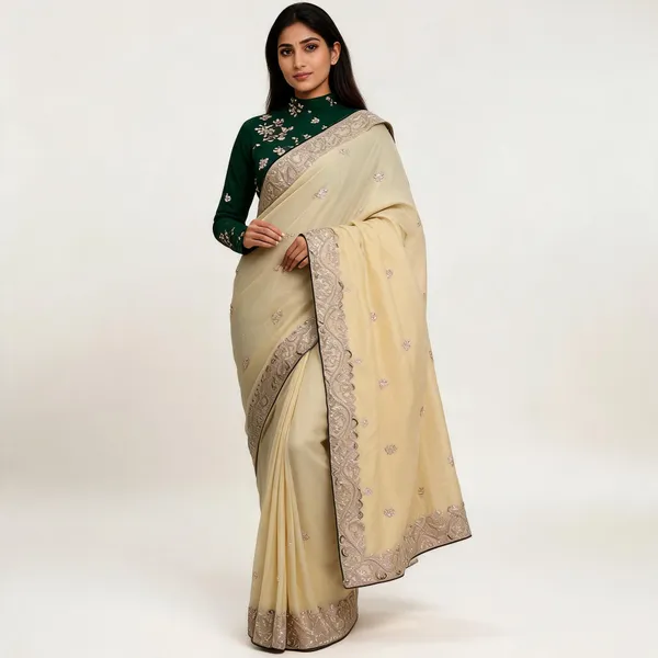 Cream_Crystal_Silk_Embellished_Saree_With_Blouse_Piece_For_Women