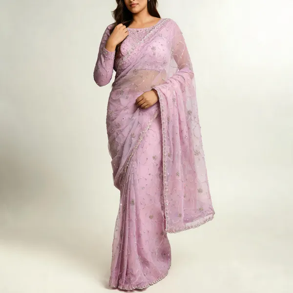 Pink_Blooming_Chiffon_Floral_Embroidered_Saree_With_Blouse_Piece_For_Women