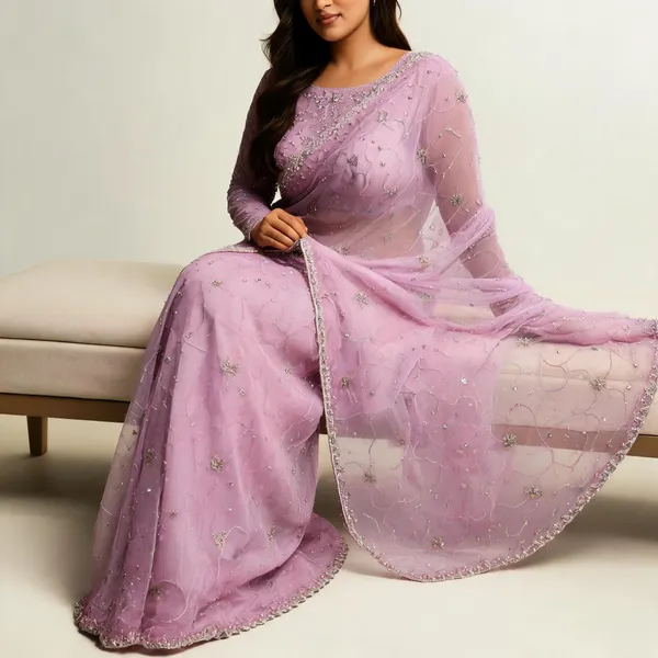 Pink_Blooming_Chiffon_Floral_Embroidered_Saree_With_Blouse_Piece_For_Women